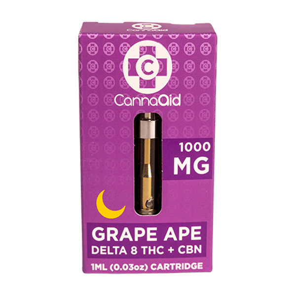 CannaAid CBN + Delta 8 Grape Ape Vape Cartridge